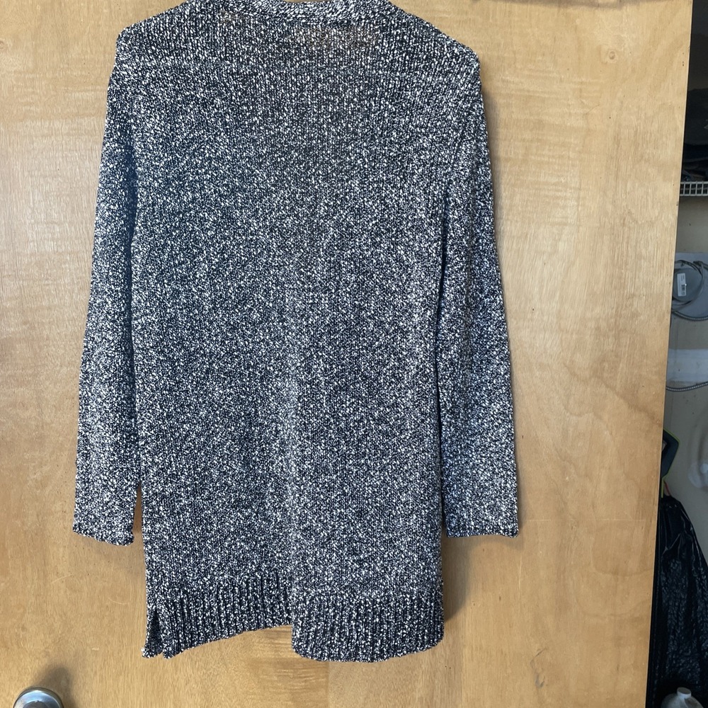 J. Jill Women's Long Cardigan XL with Button Black White Marble Size Small - Picture 6 of 9